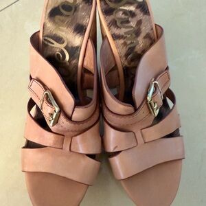 Sam Edelman Peach Sandals with Gold Buckle